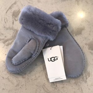UGG mitten gloves kids grey leather suede
